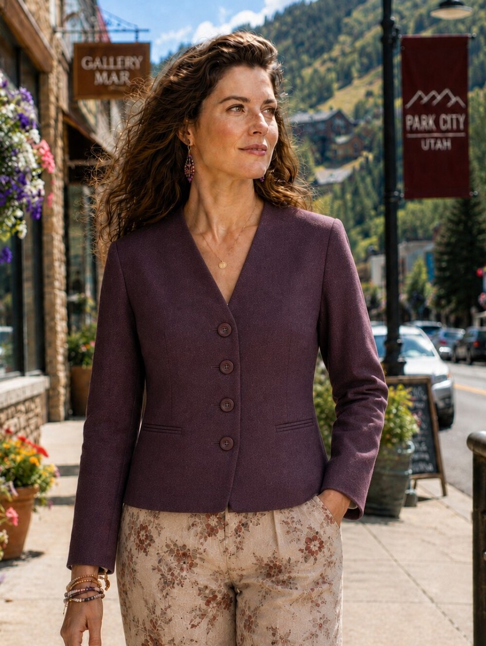 Vintage Orvis Collarless Wool Blazer In Rich Plum. Size 14